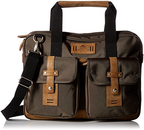 Buxton Men's Expedition Ii Trekker Laptop Brief, Olive