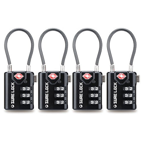 Tsa Compatible Travel Luggage Locks, Inspection Indicator, Easy Read Dials- 1, 2 & 4 Pack