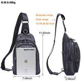 Banuce Top Grain Cowhide Leather Versatile Sling Bag Shoulder Chest Packs Cross Backpack