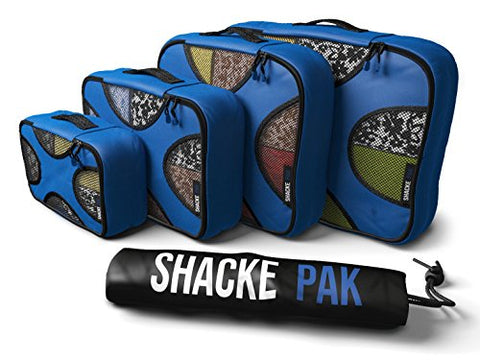 Shacke Pak - 4 Set Packing Cubes - Travel Organizers with Laundry Bag (Gentlemen's Blue)