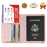 GDTK RFID Blocking Leather Passport Holder Cover Case Travel Wallet Elastic Strap (Rose Gold)