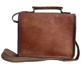 11" Cuero Shop- Stylish Men's Genuine Real Leather Small Brown Shoulder Messenger Passport Laptop