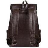 Vbiger Unisex Pu Leather Laptop Backpack Large-Capacity Casual Daypack Multi-Purpose Drawstring