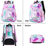 Girls Backpack Kids Elementary Bookbag Girly School Bag with Insulated Lunch Tote and Pencil Pouch (Tie dye green purple pink - Fari tale unicorn)