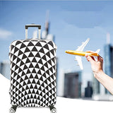 7-Mi 3D Print Infinity White Triangular Design Travel Suitcase Protector Elastic Sleeve Cover 26"-28" Anti-Scratch Luggage Cover Size L with Luggage Strap