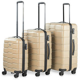 Vonhaus Premium Champagne 3 Piece Lightweight Luggage Set – Hardshell Travel Suitcase With Tsa