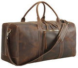 Polare Mens Genuine Leather Duffel Bag Overnight Travel Duffle Weekender Bag 23.2''