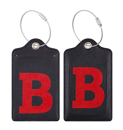 Chelmon Initial Luggage Tag With Full Privacy Cover And Stainless Steel Loop (B)