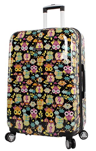 Lily Bloom Hardside 28" Large Design Pattern Spinner Luggage For Woman (28in, What A Hoot)