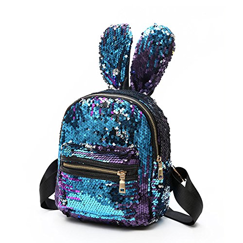 Aibearty Rabbit Ears Backpack Sequins Rucksack Casual Bag