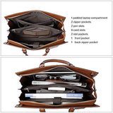 CLUCI Leather Briefcase for Women Vintage Laptop 15.6 Inch Slim Large Business Ladies Work Shoulder Bag Oil Wax Brown
