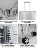 All Al-Mg Alloy HardShell Luggage with Spinner Wheels TSA Approved Silver 20"