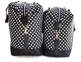 Travel Weekender Overnight Carry-On Under The Seat Shoulder Tote Bag (Small, White & Black Stripes)
