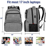 Lunch Backpack, Insulated Cooler Backpack for Men Women, 17 Inch Laptop Backapck with USB Charging Port Leakproof Lunch Cooler Backpack for Lunch Picnic Hiking Camping Beach Trip, Grey