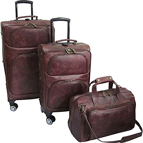 The Set Of Classic Brown Python Amerileather 3 Piece Spinner Traveler ...