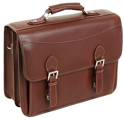 Siamod Belvedere 25064 Cognac Leather Double Compartment Laptop Case