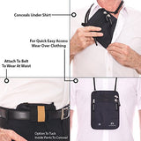 Neck Wallet Travel Pouch & Passport Holder - RFID Blocking with 5 Bonus Sleeves
