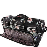 BEBE Women's 30" Rolling Duffel, Black Floral, One Size