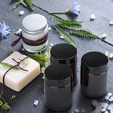 Encheng 12Pack of 4 oz Amber Round Glass Jars, with Inner Liners and black Lids,Empty Cosmetic Containers,Cream jars … …