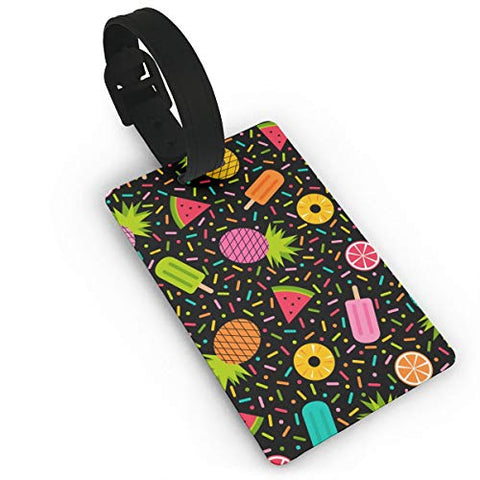 Luggage Tags - Colorful Geometric Fruits And Desserts Travel Baggage ID Suitcase Labels Accessories
