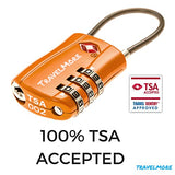 4 Pack TSA Approved Travel Combination Cable Luggage Locks for Suitcases & Backpacks - Orange