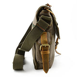 AUGUR Men's Messenger Bags Canvas Bags Crossbody Bags Genuine Leather Single Shoulder Bags (Army