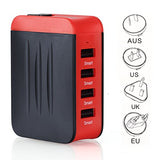 Travel Adapter Uppel Us Au Uk Eu Plug Charger Adapter 24W 4.8A 4 Ports Ac Usb Wall Travel Charger