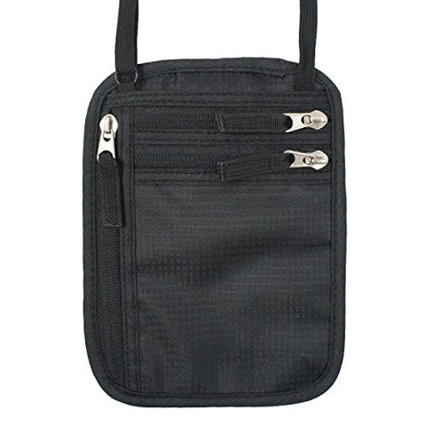 Buruis Travel Neck Wallet Passort Holder with RFID Blocking, Anti-theft Hidden Pouch for Women, Men