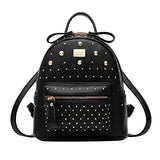 ABage Women's Mini Backpack Purse Casual Rivet Studded PU Leather Daypack Backpack, Black