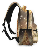 Casual Backpack,Merry Christmas Shining Gold Dressed Tre,Business Daypack Schoolbag For Men Women Teen
