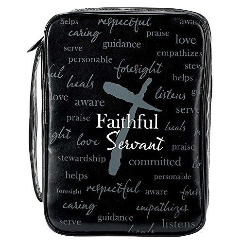 Faithful Servant Gray Cross 10 X 7 Faux Leather Mens Bible Cover Case X-Large