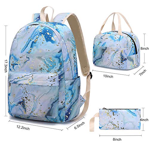 Marble Backpack Set For School Kids Teen Backpacks & Lunch Box