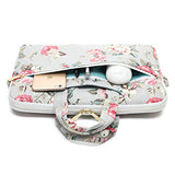 Canvaslove Grey Rose Pattern 15 Inch Canvas Waterproof Laptop Shoulder Messenger Bag For 14 Inch