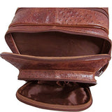 AmeriLeather CEO Leather Backpack (Brown Ostrich Print)