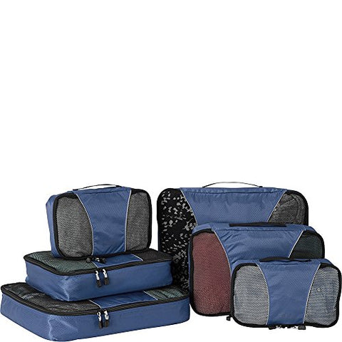eBags Small/Medium/Large Packing Cubes for Travel - 6pc Sampler Set - (Denim)