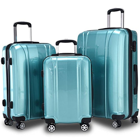 GHP 20" 24" 28" ABS & PC Shell Blue Trolley Suitcase Travelling Luggage Set w Wheels