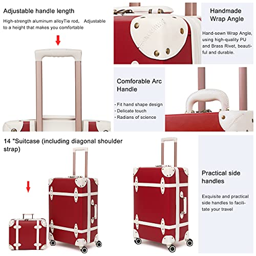 NZBZ Vintage Luggage Set Carry On Cute Suitcase with Rolling Spinner W –  urecity-luggage