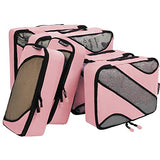 6 Set Packing Cubes,3 Various Sizes Travel Luggage Packing Organizers (Pink)
