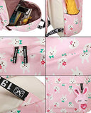 ABage Canvas Backpack Set 3 Pieces Patterned Bookbag Laptop School Backpack, Beige2