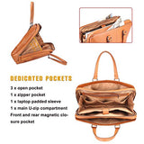 Banuce Vintage Full Grains Italian Leather Briefcase for Men Women Business 14 Inch U-zip Laptop