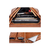 Men Travel Messenger Briefcase Schoolbag PU Leather Laptop Bag Coffee- Back to School