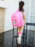 Debbieicy Cute Cat Printing Lace Backpack Lightweight Princess School Bag Kids Bookbag Pen Bag Set for Primary Girls (Large, Pink)