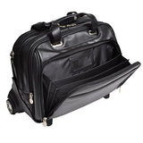 Check-Point Friendly Wheeled Laptop Case, Leather, 15.6" in, Black - Midway | Mcklein - 86605