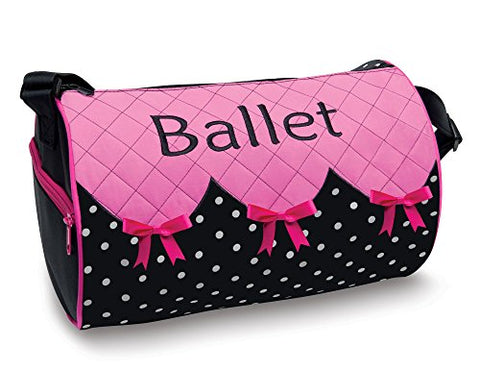 Bows 'N' Ballet Embroidered Small Duffel Bag With Quilted Top Dansbagz By Danshuz