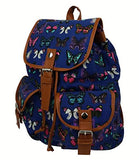 BIBITIME Backpacks Retro Canvas Backpack Rucksack Butterfly Printed Bag Blue,12.99 x 15.35 x 5.91
