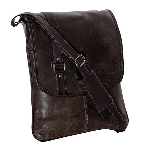 Piel Leather Vintage Laptop Vertical Slim Messenger, Vintage Brown, One Size