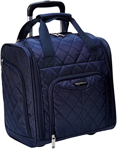 Amazonbasics Underseat Luggage, Navy Blue Quilted