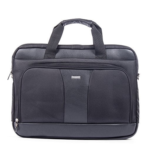 Bugatti Gregory Executive Briefcase, Ballistic Nylon with Synthetic Leather Trim, Black