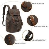 High Capacity Canvas Vintage Backpack - for School Hiking Travel 12-17" Laptop