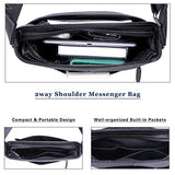 Banuce Black Real Leather Messenger Bag for Men Crossbody 9.7" iPad Shoulder Business Bag
